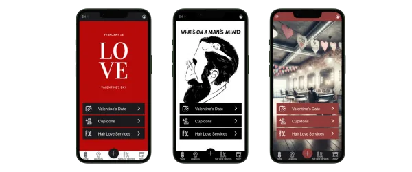 Valentinsgestaltung der Barbershop-App