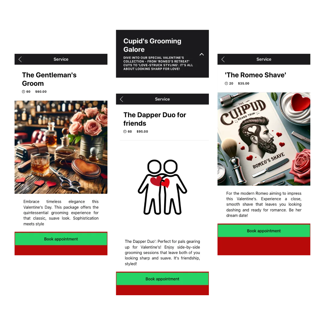 Valentinsangebote in der Barbershop-App