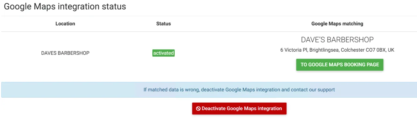 Erfolgreiche Zuordnung bei Google Maps