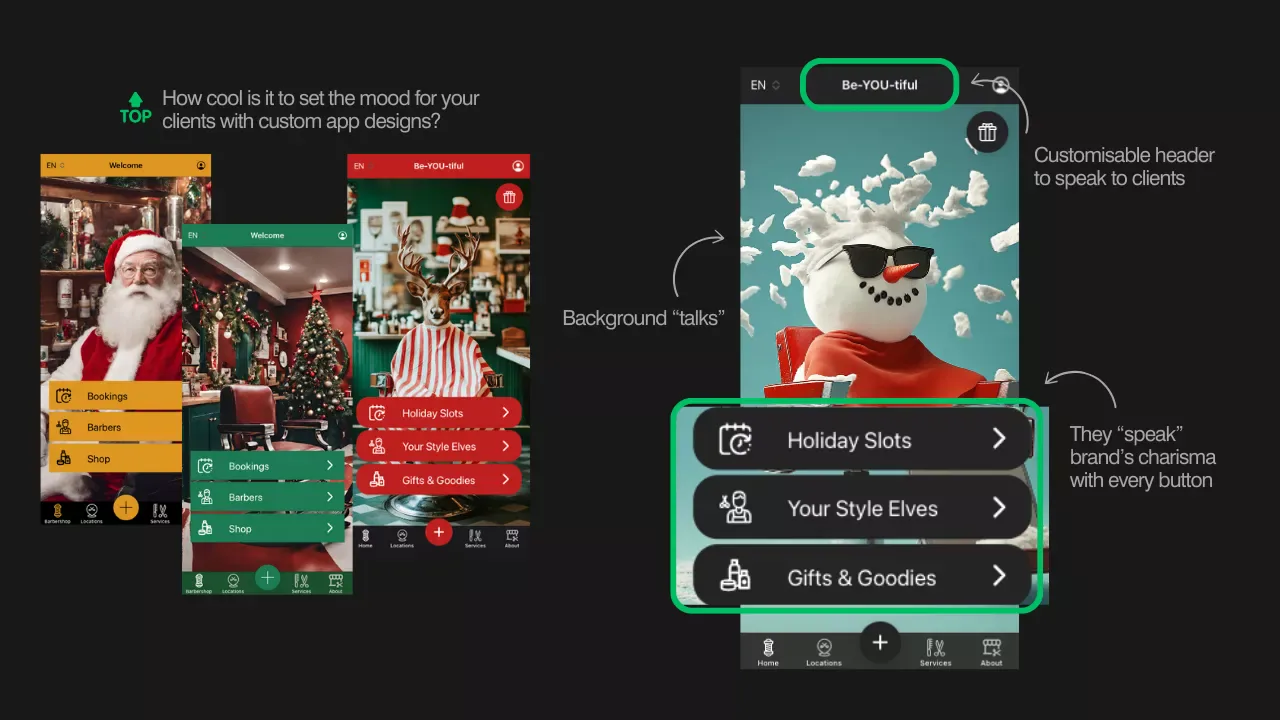 Festlich gestaltete Barbershop-App