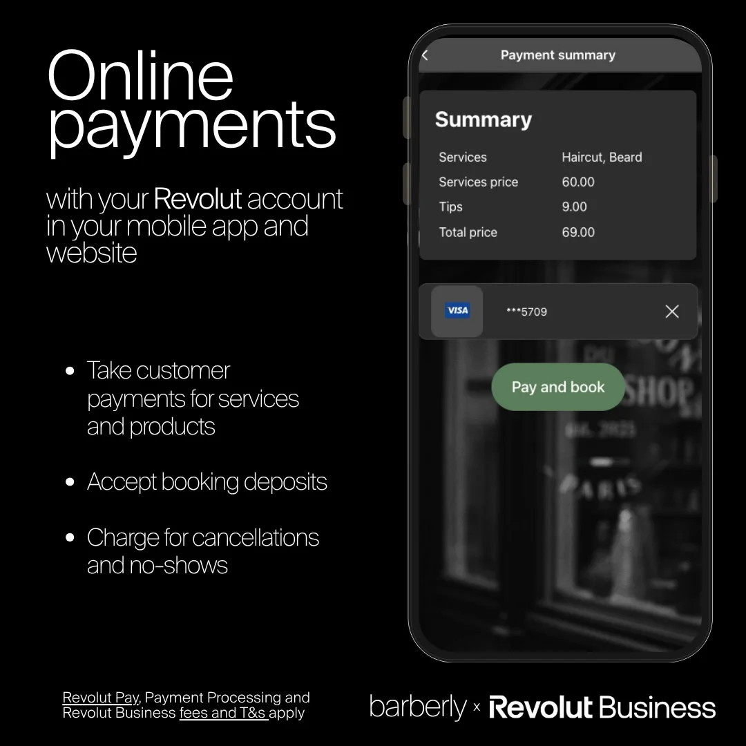 Barbershop-Buchungs-App mit Kartenzahlung über Revolut