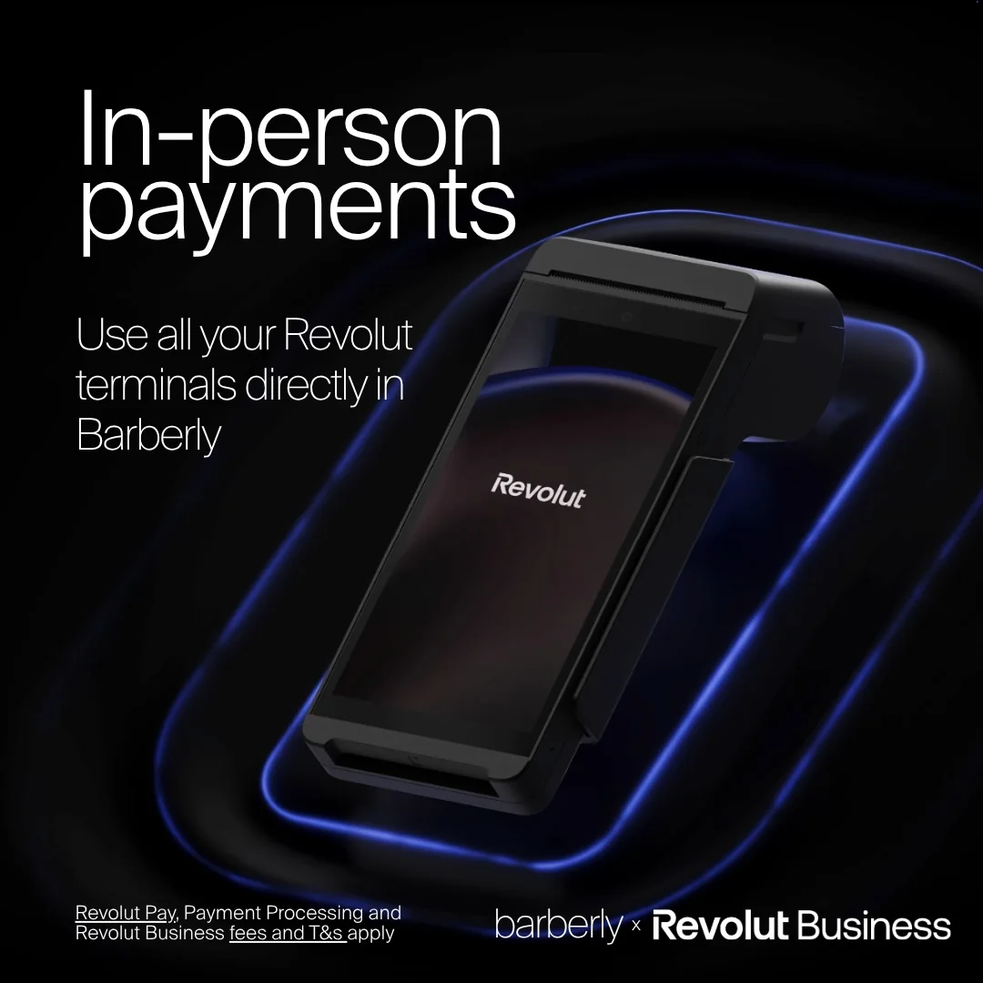 Revolut-Kartenterminal mit der Barbershop-Software Barberly