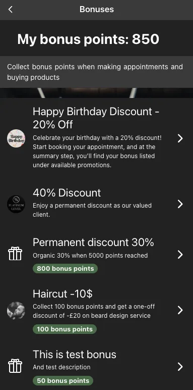 Seulement les bonus applicables