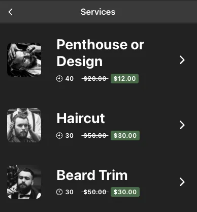 Servizi del barbershop con sconto